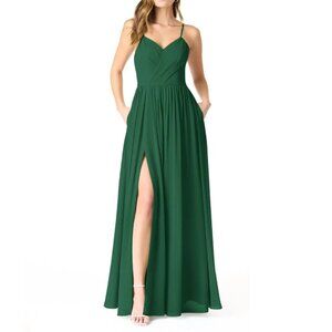 Azazie Cora Dress Size A6 Dark Green NWT